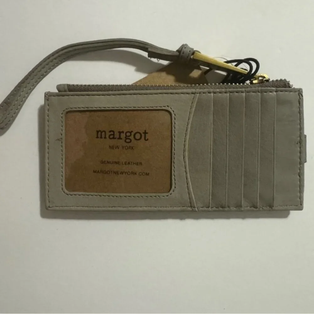 Margot Grey slim leather Card case wallet wristlet